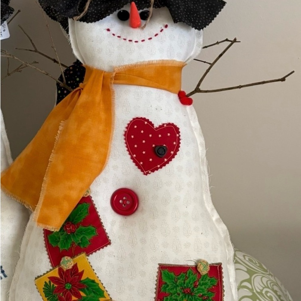 Festive Snowman Plush with Orange Scarf